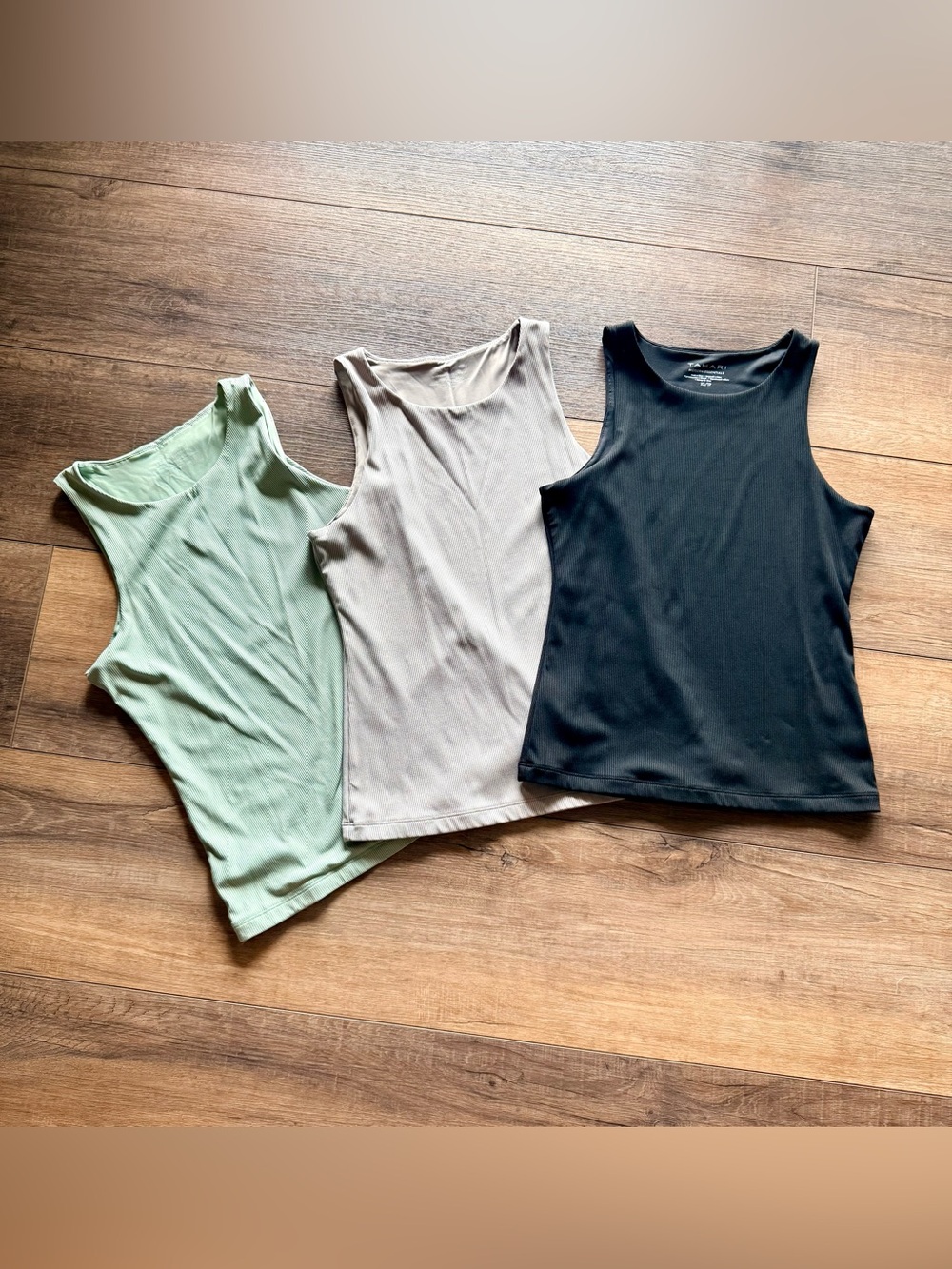 Women’s Sleeveless Ribbed Tank Top — Sage Green, Gray & Black